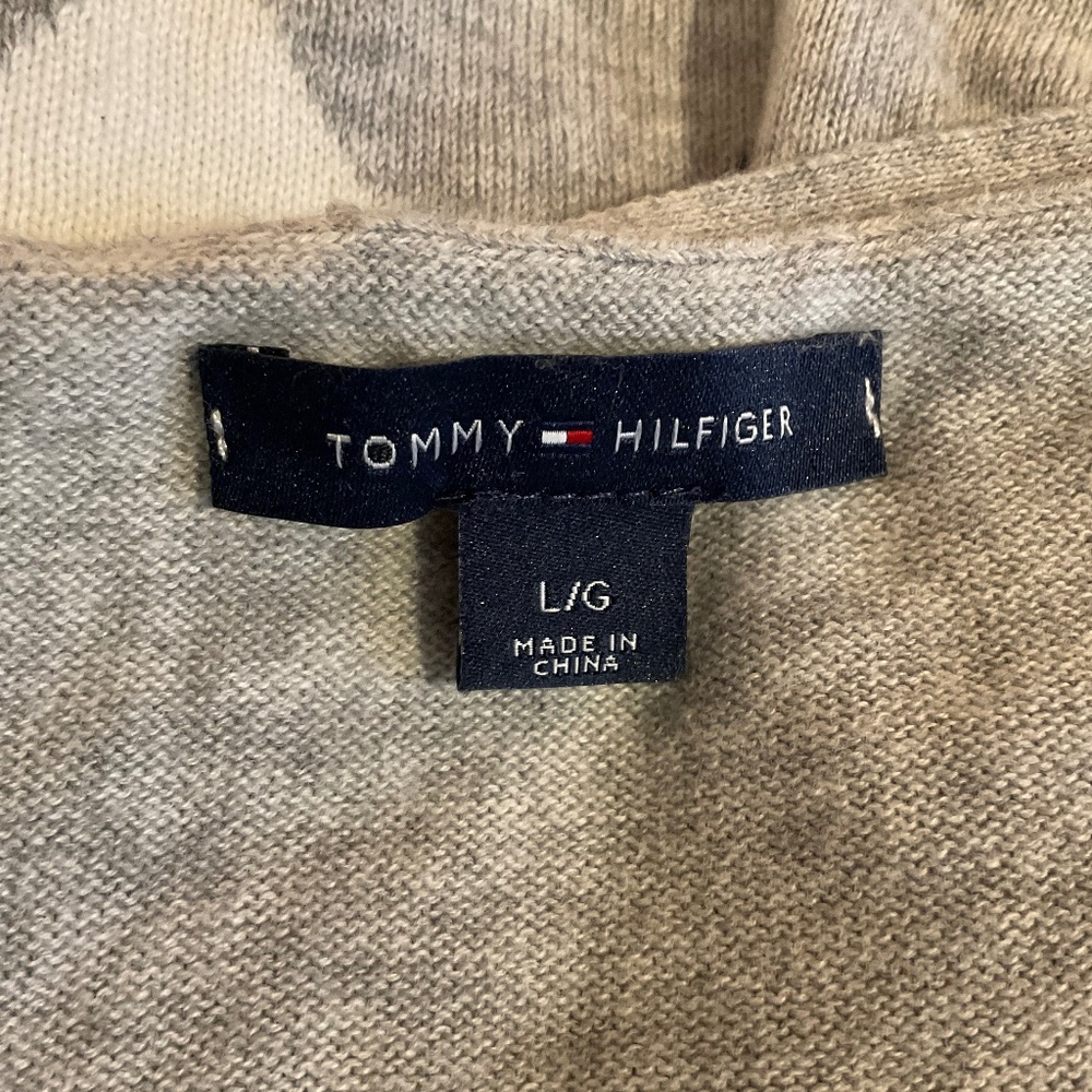 Tommy Hilfiger Women's V-Neck Argyle Sweater Gray Sz L - Picture 10 of 13